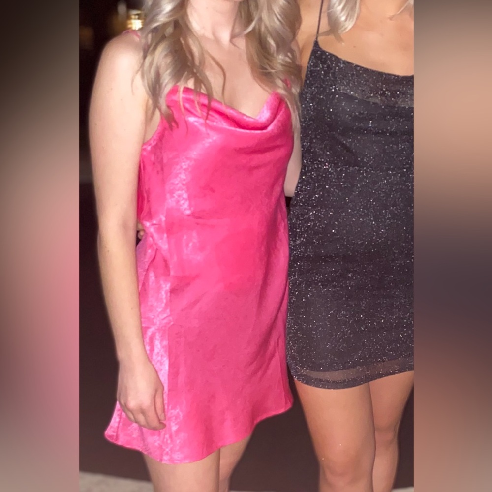 White fox hot pink dress